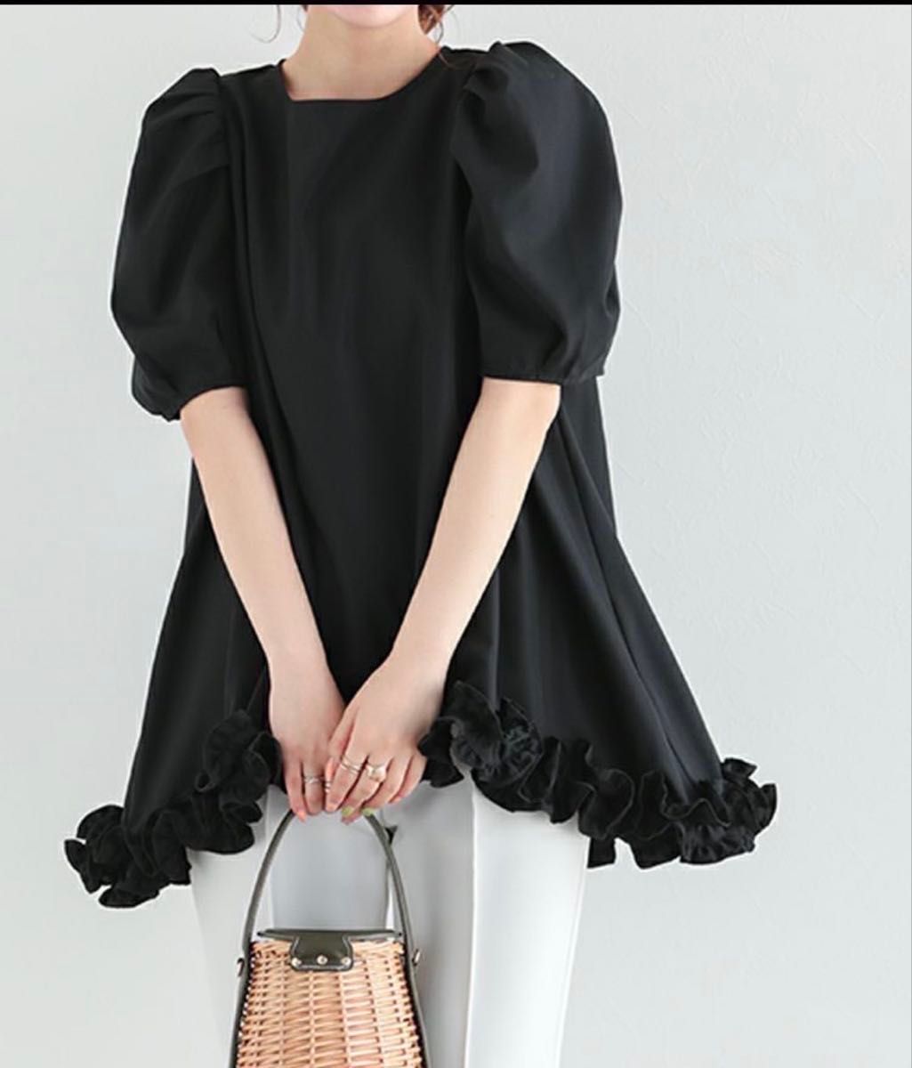fit more 【未使用品】裾フリルフレアトップス ( ロング丈 fit more 【未使用品】裾フリルフレアトップス ( ロング丈