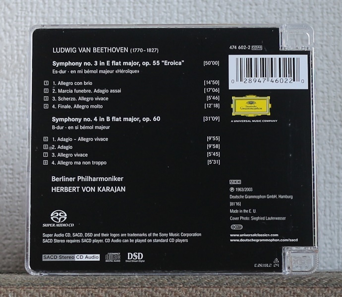 品薄/欧州製/高音質CD/SACD/カラヤン/ベートーヴェン/交響曲第3番/第4番/ベルリン・フィル/Karajan/Beethoven/Symphony/エロイカ/Eroica_画像2