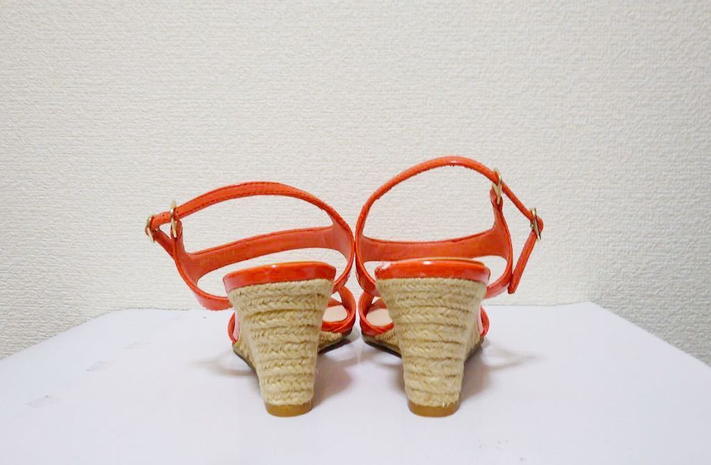 23.5cm*DIANA cow leather smooth jute Wedge heel strap sandals low Wedge middle heel real leather original leather 