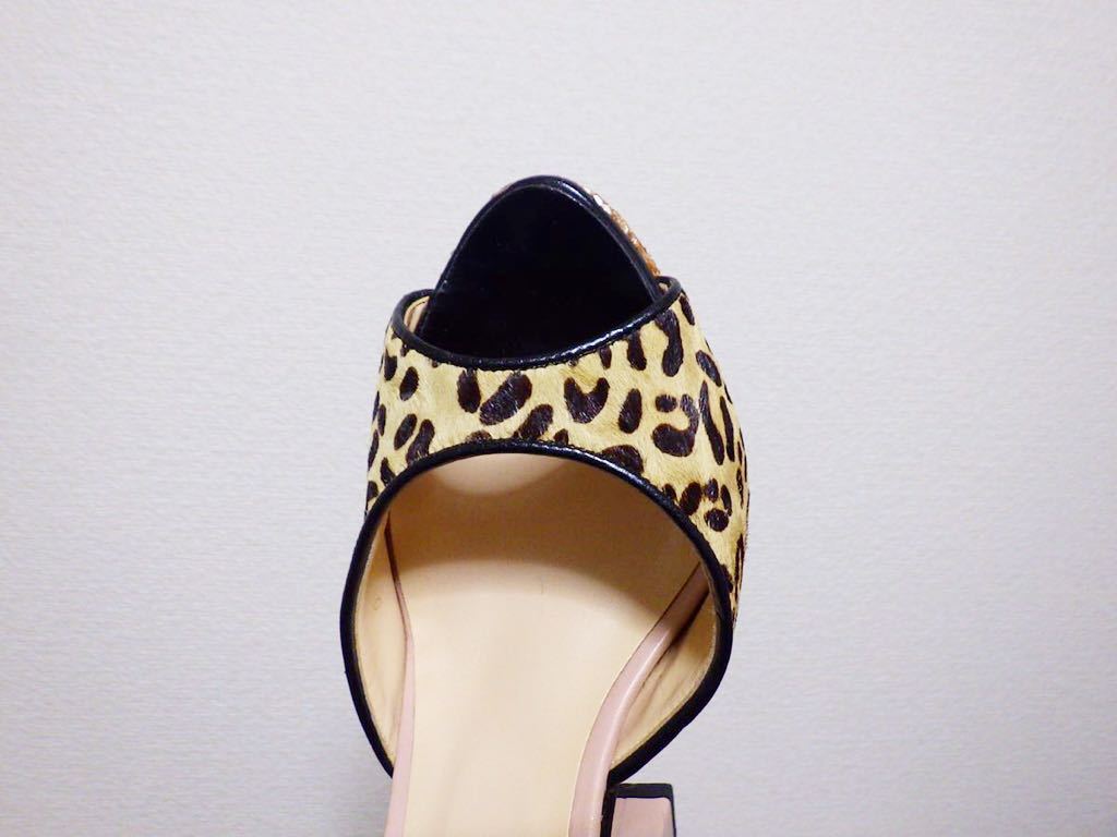 23.5cm* beautiful goods *DIANA cow leather & is lako high heel strap pumps leopard print Leopard real leather original leather 
