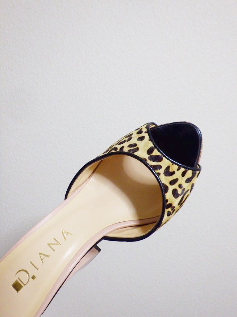 23.5cm* beautiful goods *DIANA cow leather & is lako high heel strap pumps leopard print Leopard real leather original leather 