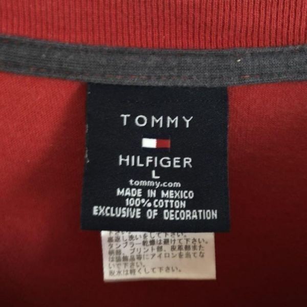 トミー ヒルフィガー 半袖Tシャツ ビッグシルエット レッド Lサイズ TOMMY