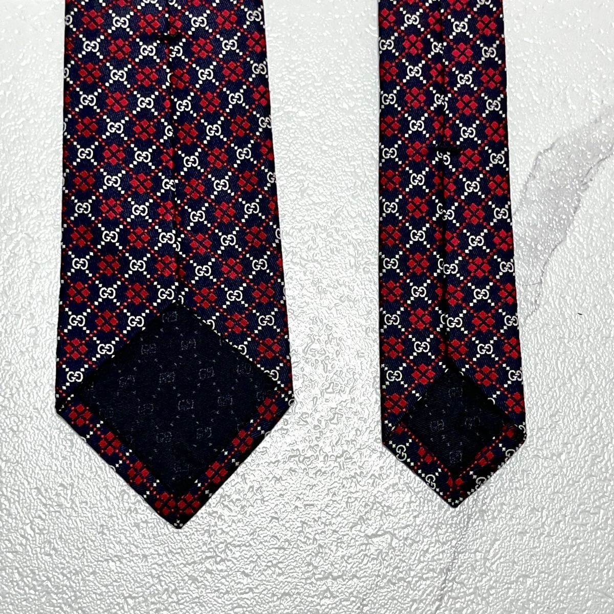新品同様 極美品 グッチ GUCCI ネクタイ GG ダイヤモンド 総柄 新品同様 極美品 グッチ GUCCI ネクタイ GG ダイヤモンド 総柄
