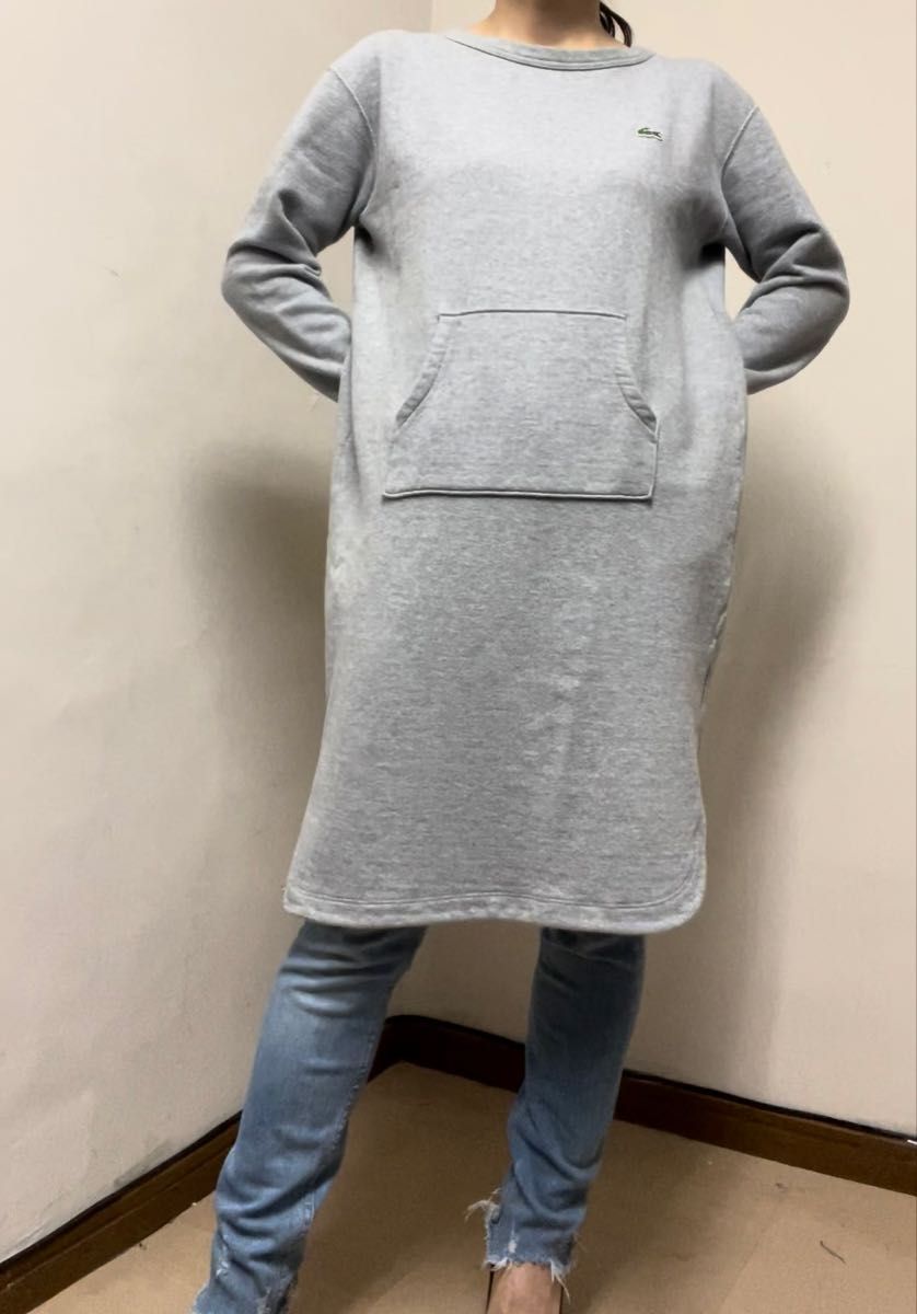 P00258 LACOSTE ラコステ スウェット ワンピース チュニック 長袖 34 Sサイズ