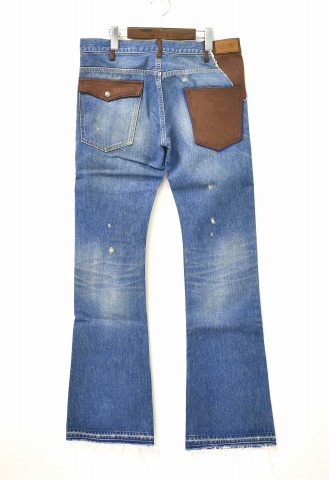 UTAKI ウタキ RE-MAKE FLARE DENIM PANTS INDIGO/BROWN リメイクフレアデニムパンツ M JEANS ジーンズ ボトム_画像2