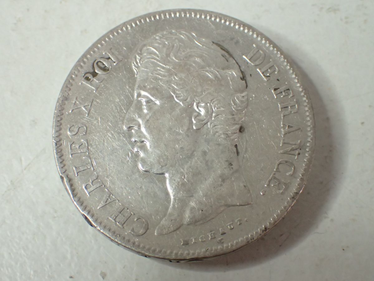L234/6E〇フランス 銀貨 硬貨 古銭 5フラン シャルル5世 1828年 L234/6E〇フランス 銀貨 硬貨 古銭 5フラン シャルル5世 1828年