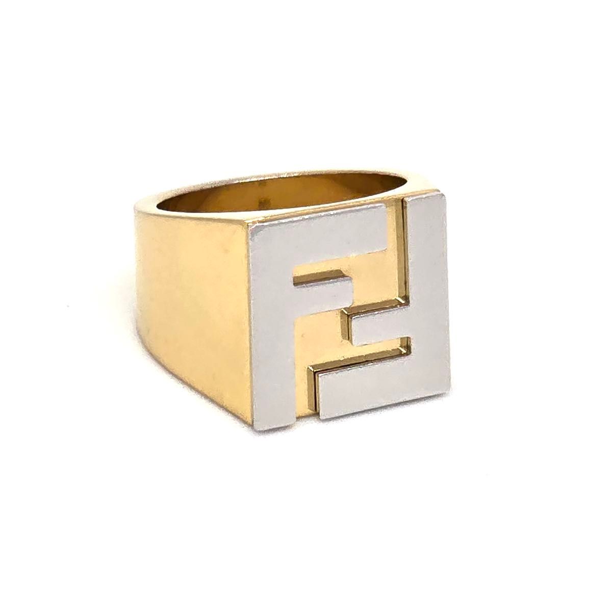 FENDI フェンディ FF シグネット リング ゴールド/シルバー FENDI フェンディ FF シグネット リング ゴールド/シルバー