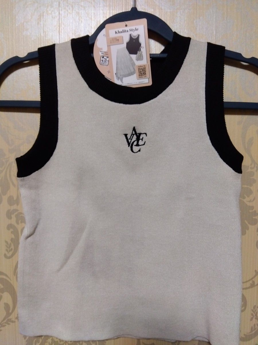 新品タグ付き Khalita Style ベージュ黒タンクトップ M|Yahoo 新品タグ付き Khalita Style ベージュ黒タンクトップ M|Yahoo