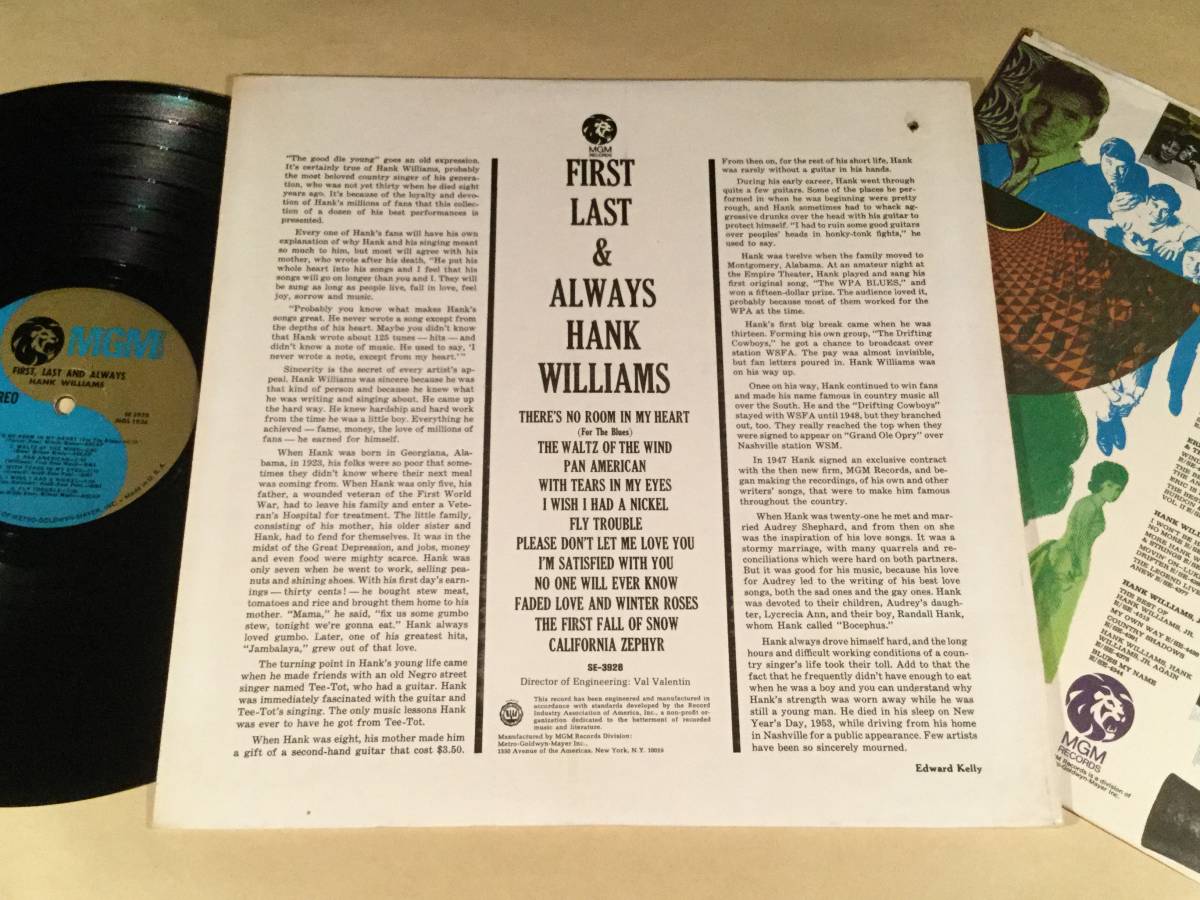 LP(米盤)●ハンク・ウィリアムス HANK WILLIAMS／FIRST,LAST & ALWAYS●美品！の画像2