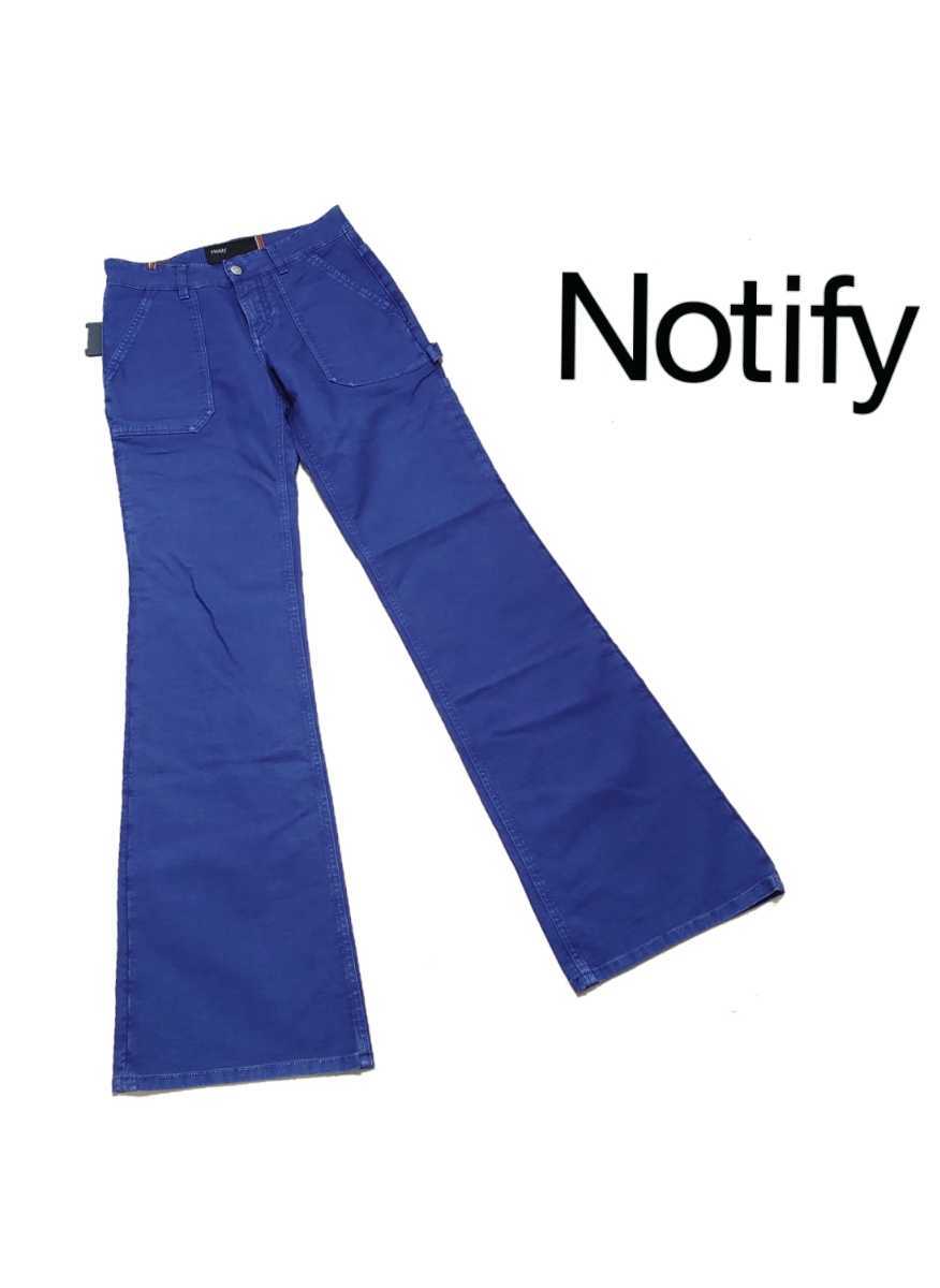 未使用【Notify】ミッドウエスト ワイドパンツ(27)定価39,000円 イタリア製 ☆ノティファイ☆タグ付き カーゴパンツ ブルー_画像1