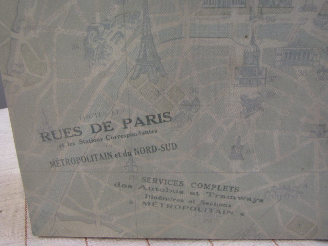 【Tiara】ティアラ トランクボックス マップS 木箱 パリ Paris 収納 地図柄 おもちゃ箱_Parisの古地図