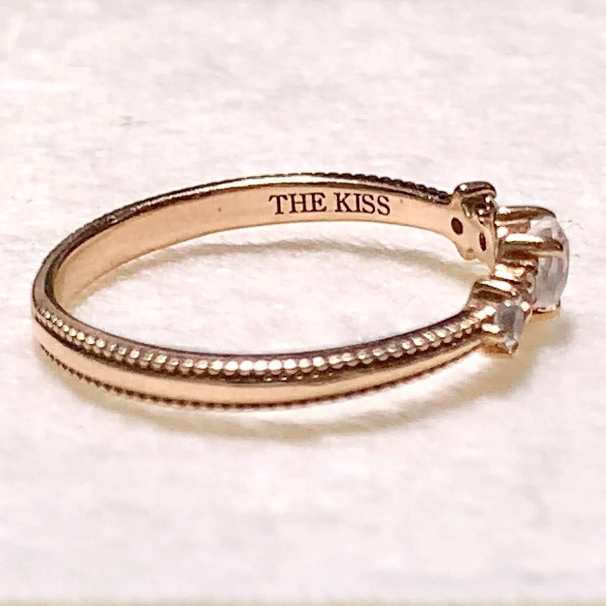 THE KISS K10 ハートシェイプ ミル打ち ホワイトトパーズ ピンク THE KISS K10 ハートシェイプ ミル打ち ホワイトトパーズ ピンク