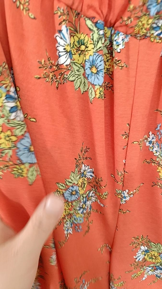 花柄 ワイドパンツ オレンジ レディース