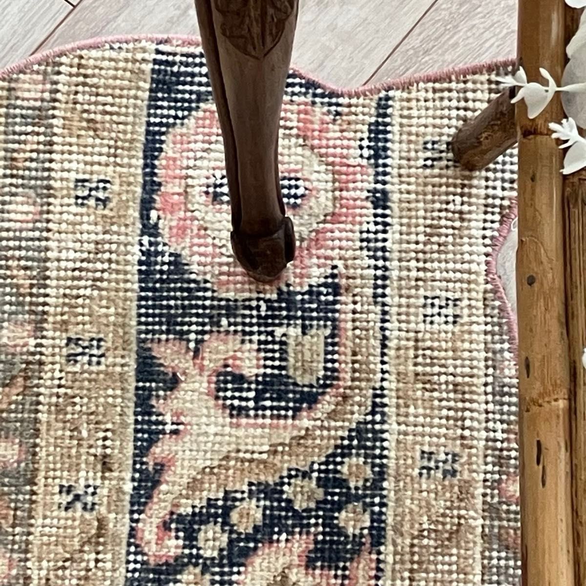 ②猫型ラグ 50×39 ペールピンク くすみブルー トルコ ②猫型ラグ 50×39 ペールピンク くすみブルー トルコ