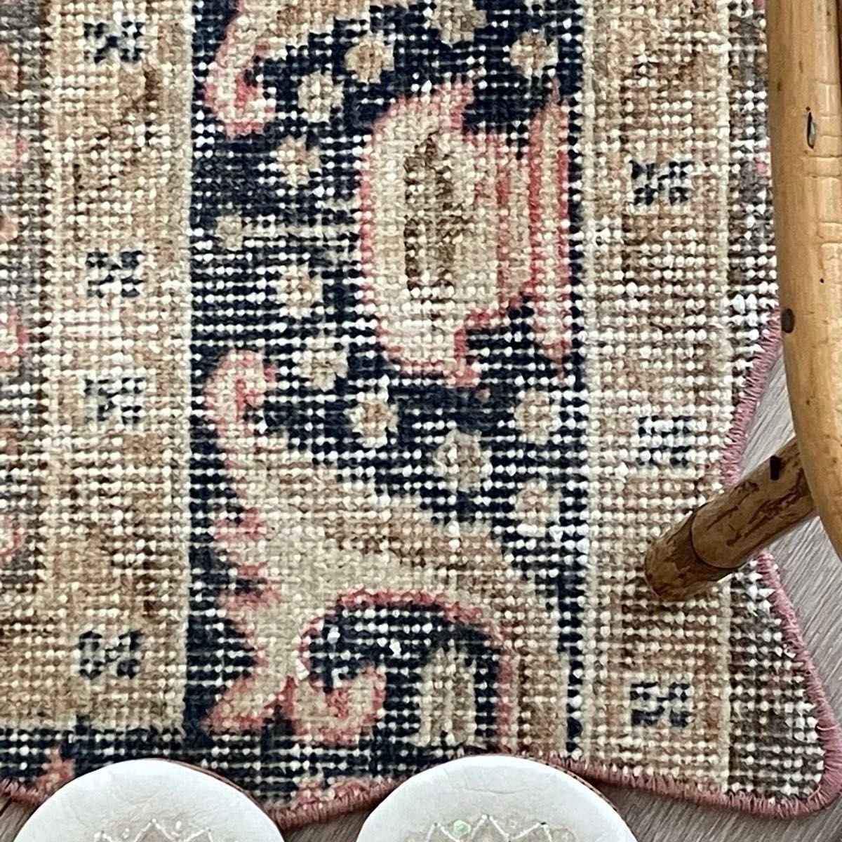 ②猫型ラグ 50×39 ペールピンク くすみブルー トルコ ②猫型ラグ 50×39 ペールピンク くすみブルー トルコ