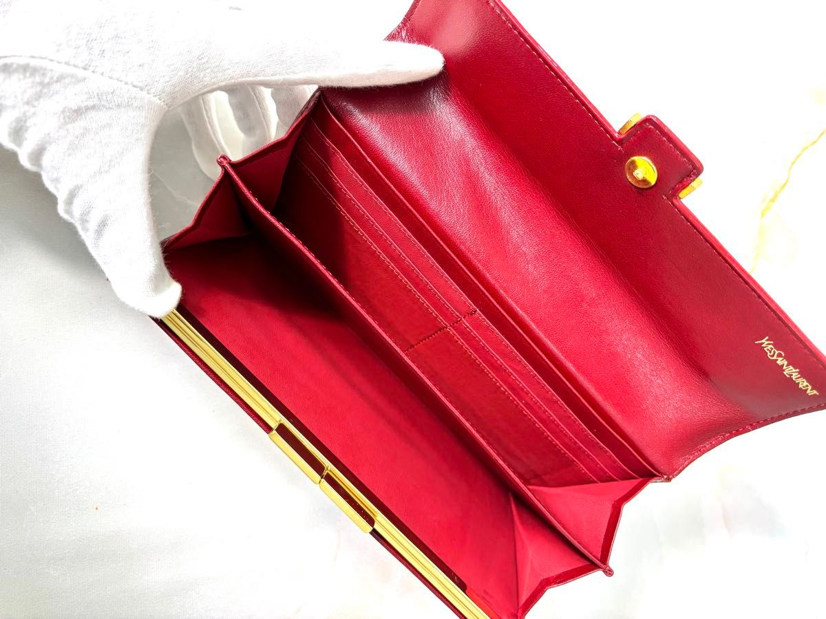 未使用品】イヴサンローラン 二つ折り長財布 クロコ型押し 未使用品】イヴサンローラン 二つ折り長財布 クロコ型押し