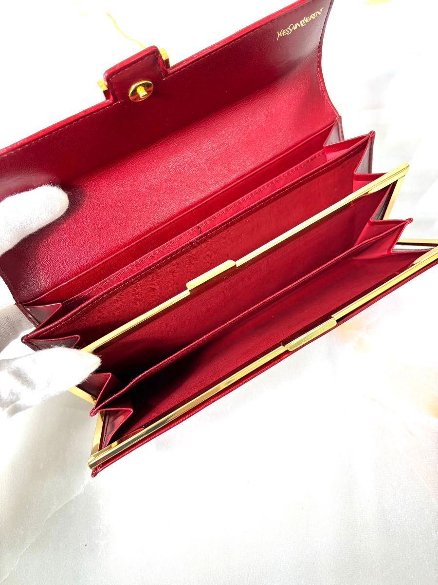 未使用品】イヴサンローラン 二つ折り長財布 クロコ型押し 未使用品】イヴサンローラン 二つ折り長財布 クロコ型押し