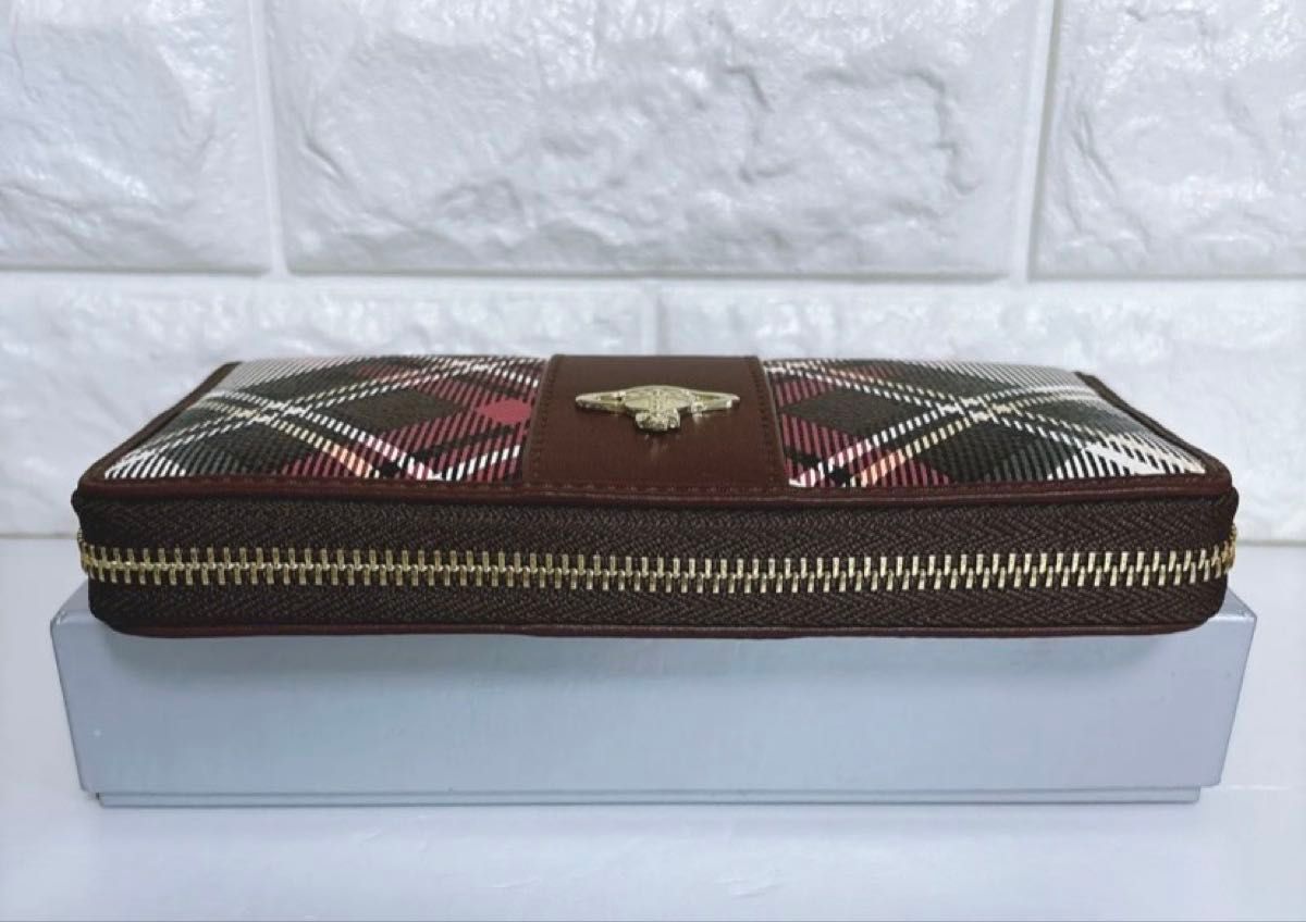 新品 ヴィヴィアン・ウエストウッド ブラウン チェック 長財布 新品 ヴィヴィアン・ウエストウッド ブラウン チェック 長財布
