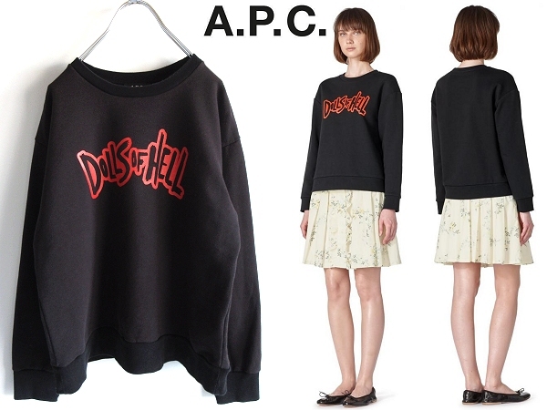 A.P.C. A.P.C. 2019SS DOLLS OF HELL Logo print sweat sweatshirt M black black made in Japan regular price 20900 jpy 