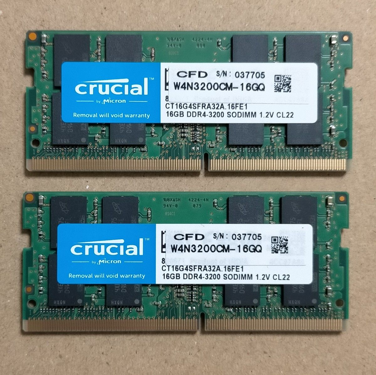 Crucial DDR4−3200 Micron sodimm ノートメモリ 16GB 2点 計 Crucial DDR4−3200 Micron sodimm ノートメモリ 16GB 2点 計