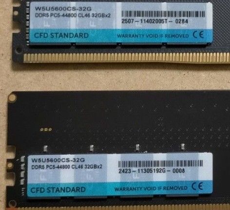 タイムセール CFD DDR5 5600MHz メモリー 32GBx2計64GB タイムセール CFD DDR5 5600MHz メモリー 32GBx2計64GB