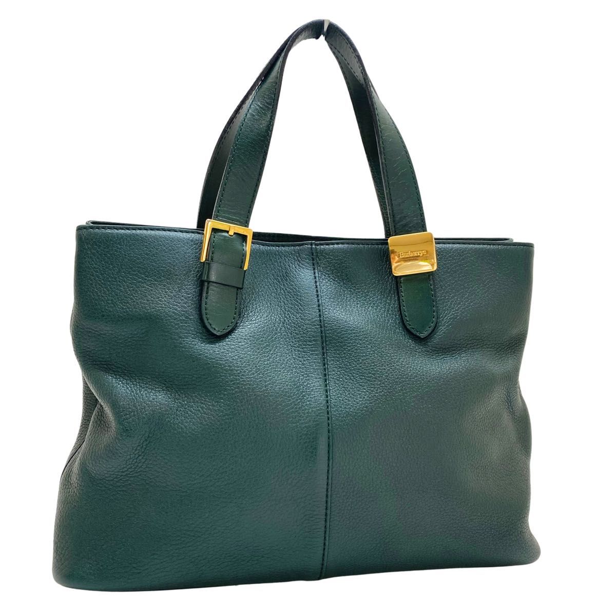 希少美品】Burberry グリーンハンドバッグ レザー ビンテージ 希少美品】Burberry グリーンハンドバッグ レザー ビンテージ