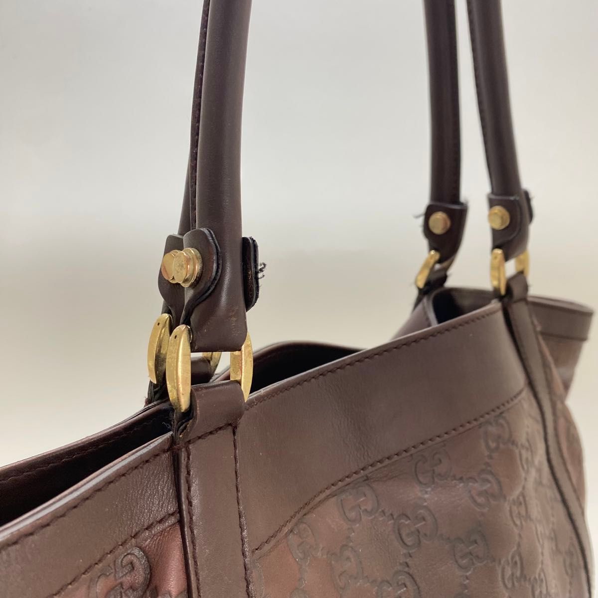 GUCCI シマ トートバッグ ブラウン レザー アビー グッチ GUCCI シマ トートバッグ ブラウン レザー アビー グッチ