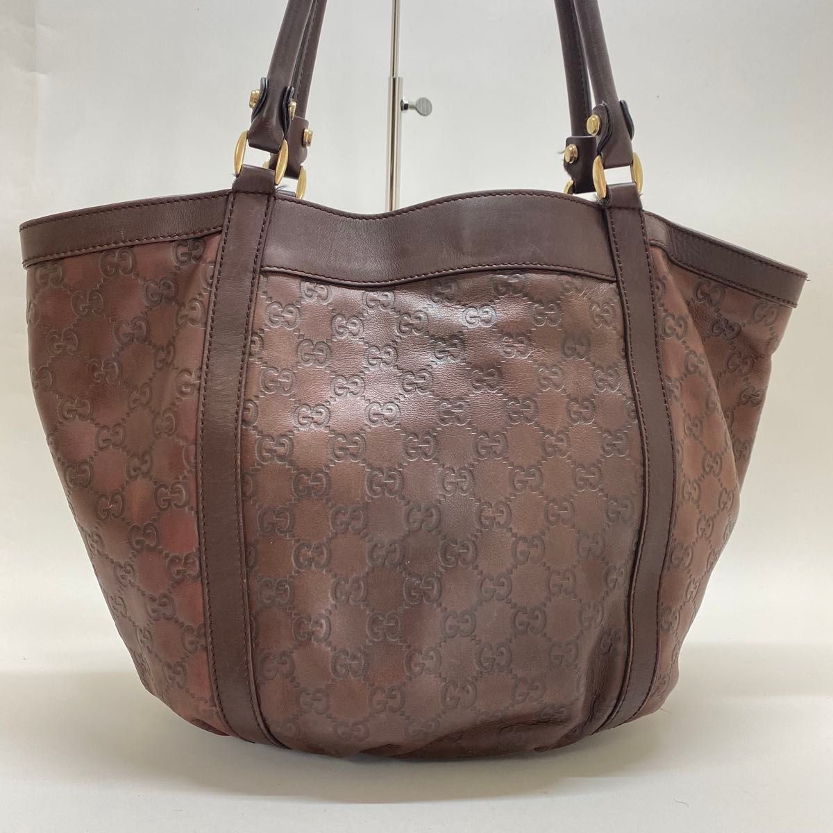 GUCCI シマ トートバッグ ブラウン レザー アビー グッチ GUCCI シマ トートバッグ ブラウン レザー アビー グッチ