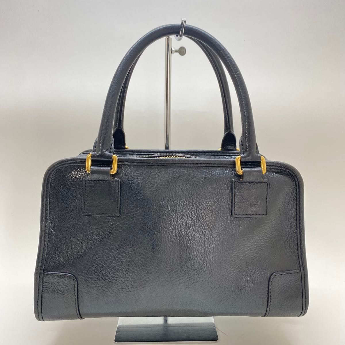 美品】ロエベ アマソナ28 ハンドバッグ ミニボストン シボ革 美品】ロエベ アマソナ28 ハンドバッグ ミニボストン シボ革