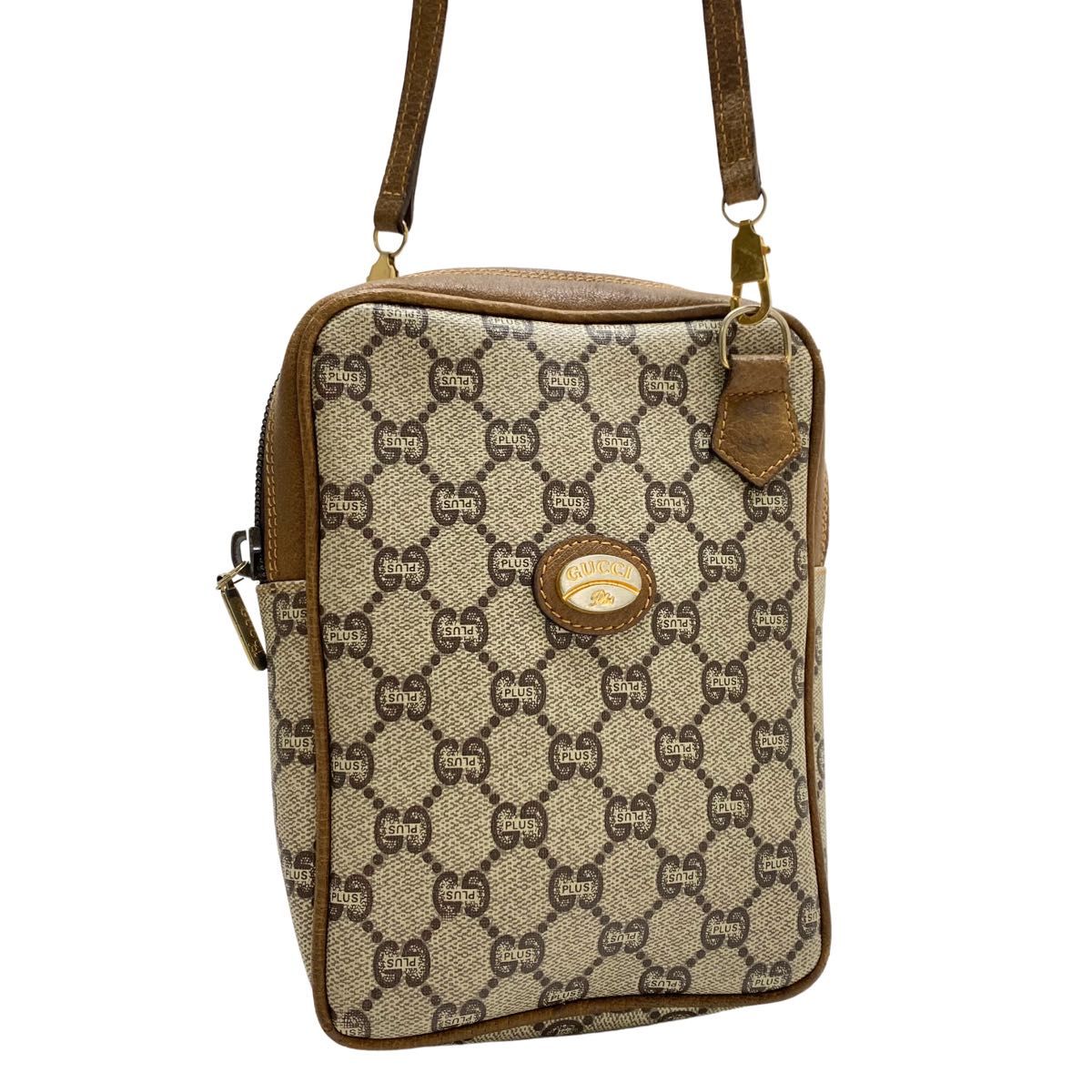 【2024年】お歳暮ギフト ショルダーバッグ GGプラス GUCCI ブラウン グッチ PVCレザー バッグ