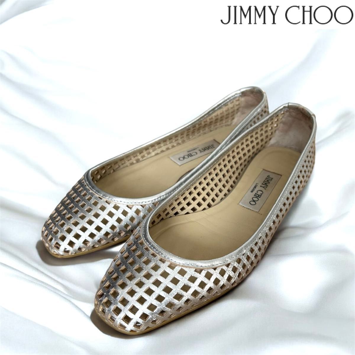 jimmy choo フラットシューズ 37 23 5cm シルバー イタリア jimmy choo フラットシューズ 37 23 5cm シルバー イタリア