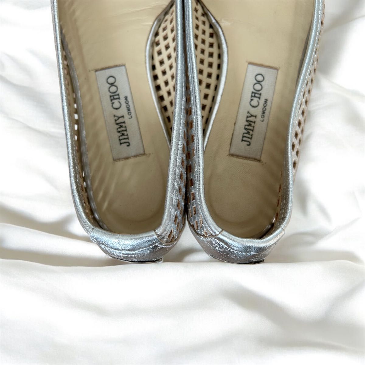 jimmy choo フラットシューズ 37 23 5cm シルバー イタリア jimmy choo フラットシューズ 37 23 5cm シルバー イタリア