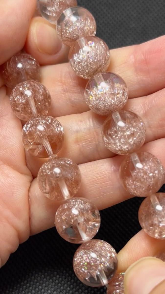 最終値下げ!花火スーパー★ピーチピンク12.5ミリ玉ブレスレット