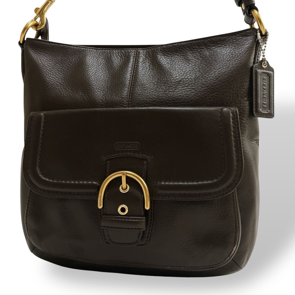 美品】COACH コーチ ショルダーバッグ オールレザー ゴールド 美品】COACH コーチ ショルダーバッグ オールレザー ゴールド