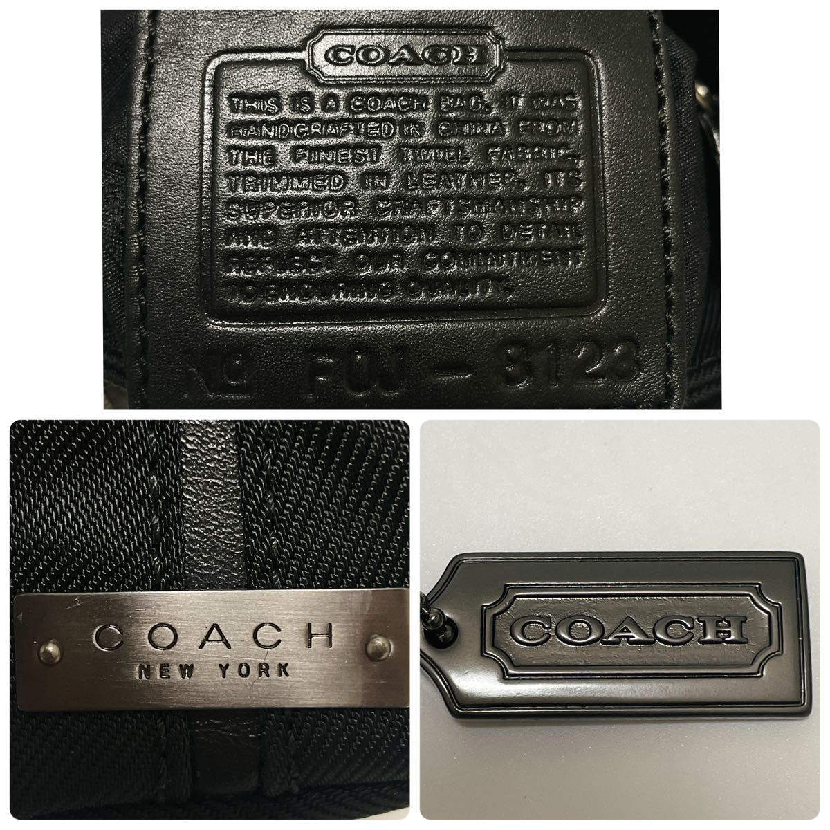 美品】COACH コーチ ミニハンドバッグ ナイロン×レザー 本革 美品】COACH コーチ ミニハンドバッグ ナイロン×レザー 本革