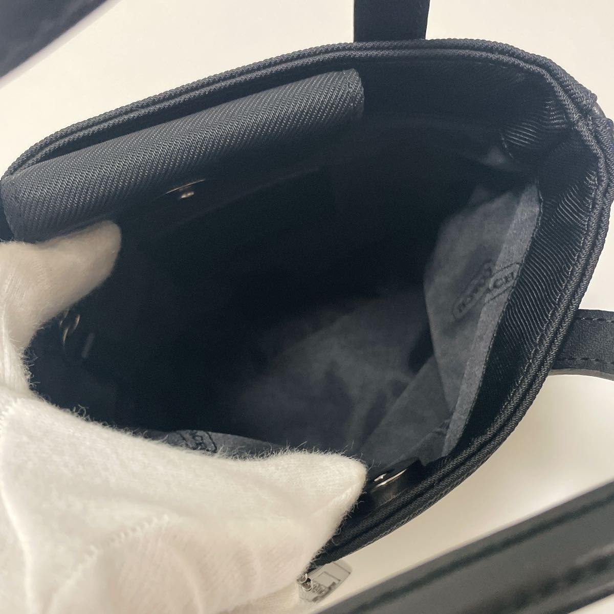 美品】COACH コーチ ミニハンドバッグ ナイロン×レザー 本革 美品】COACH コーチ ミニハンドバッグ ナイロン×レザー 本革