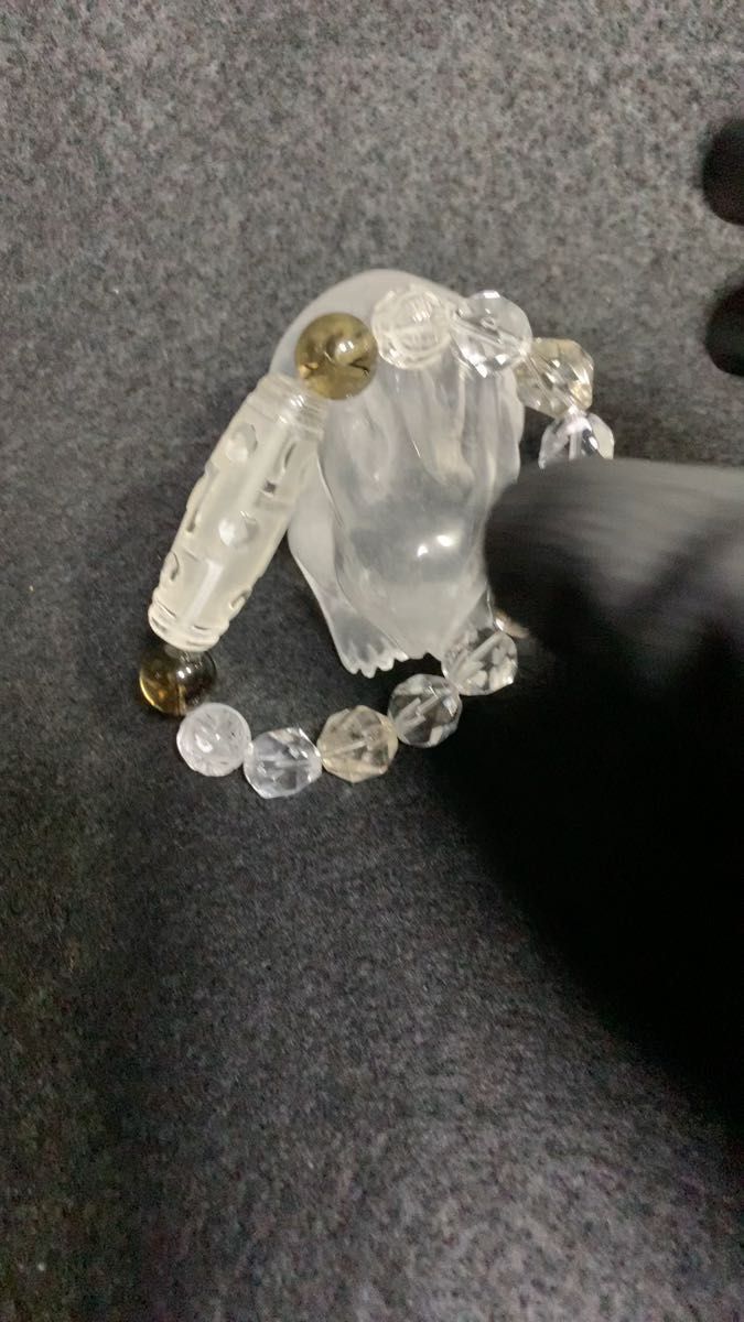 九眼天珠ブレスレットと水晶うさぎセット 天然石パワーストーン