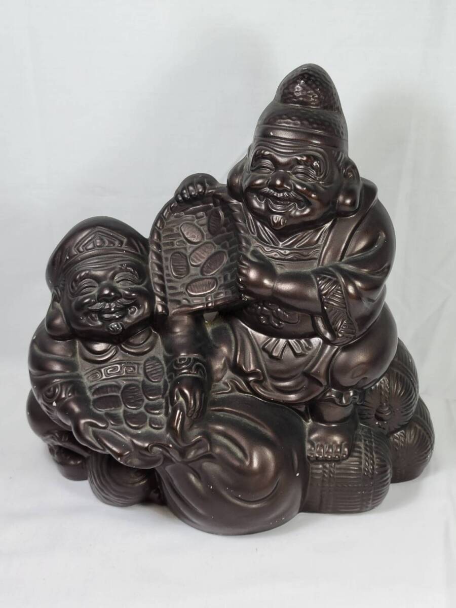 大黒さまと恵比寿さん 寿光作 縁起人形 置物 陶器製 中古品(陶磁 大黒さまと恵比寿さん 寿光作 縁起人形 置物 陶器製 中古品(陶磁