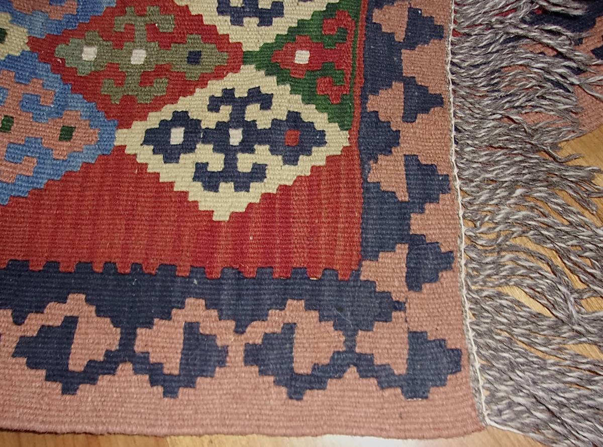 ニューキリム アフガニスタン 絨毯 じゅうたん カーペット 玄関マット 横幅207cm(検索 モルドバ ウィルトン ペルシャ モロッコ 詳細不明2m_画像5