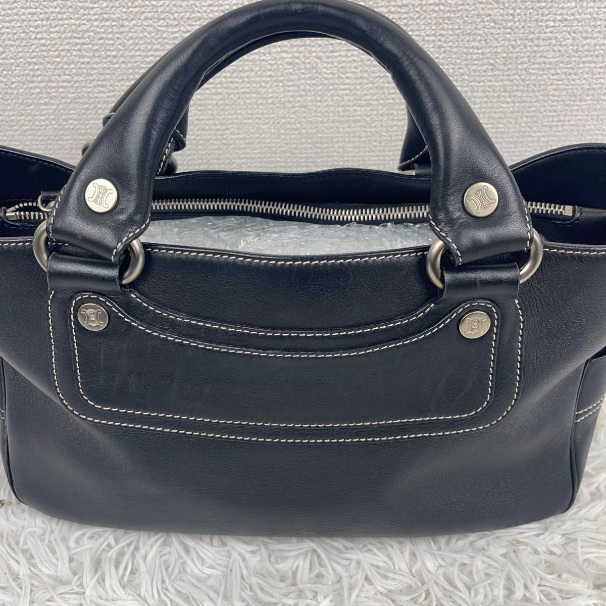 美品 CELINE ブギーバッグ ハンドバッグ レザー ブラック 美品 CELINE ブギーバッグ ハンドバッグ レザー ブラック