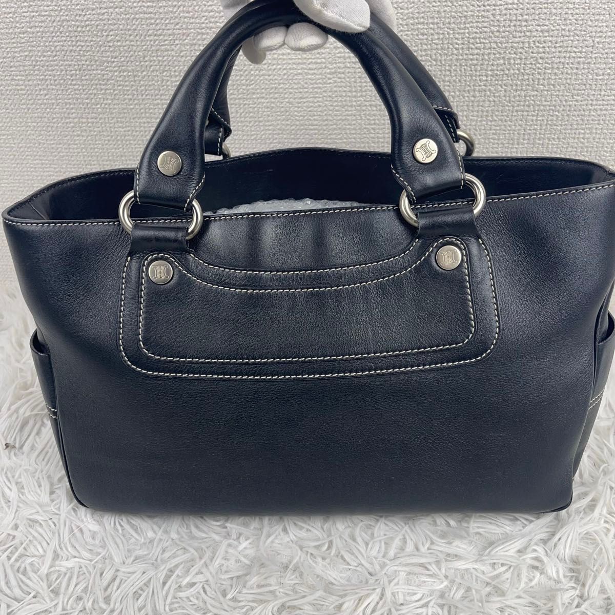 美品 CELINE ブギーバッグ ハンドバッグ レザー ブラック 美品 CELINE ブギーバッグ ハンドバッグ レザー ブラック
