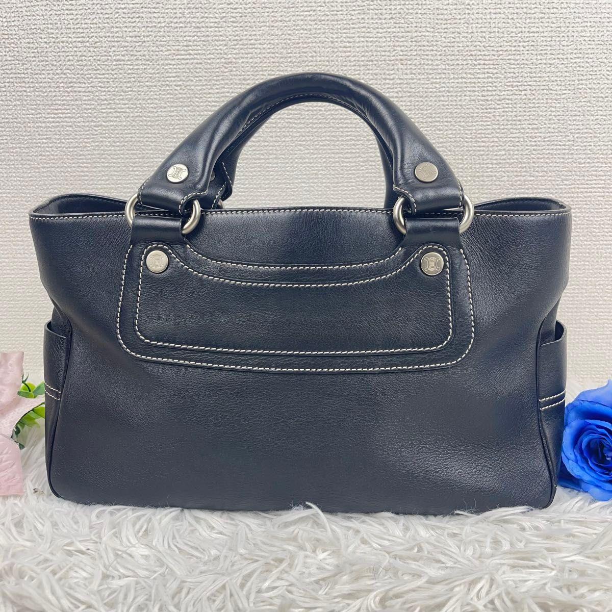 美品 CELINE ブギーバッグ ハンドバッグ レザー ブラック 美品 CELINE ブギーバッグ ハンドバッグ レザー ブラック