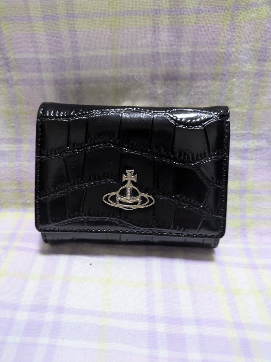 未使用品Vivienne Westwood 三つ折り財布 クロコ柄 ブラック 未使用品Vivienne Westwood 三つ折り財布 クロコ柄 ブラック