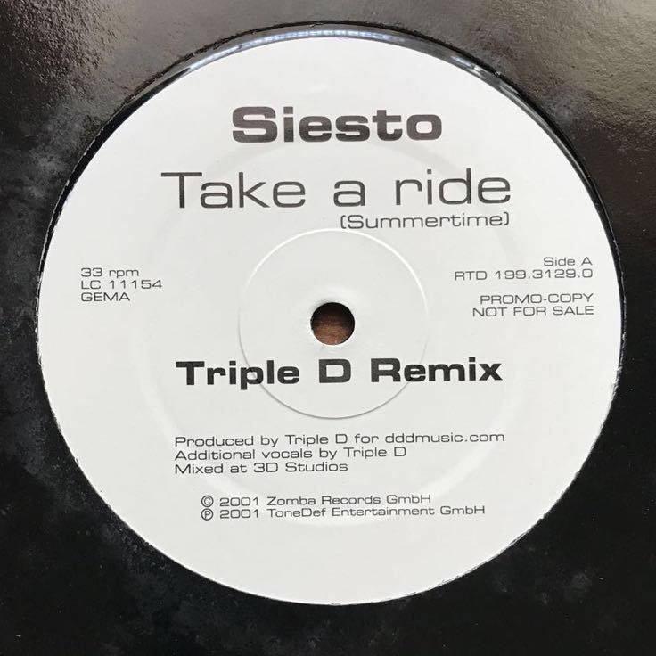 【eu-rap】Siesto / Take A Ride (Summertime) _ triple d remix［12inch］オリジナル盤《2-1-23》_画像1