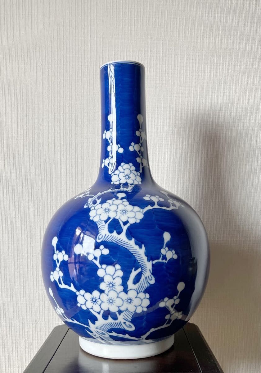 中国美術 花器 花瓶 置物 青華染付 うめ図 中國景徳鎮製|Yahoo 中国美術 花器 花瓶 置物 青華染付 うめ図 中國景徳鎮製|Yahoo