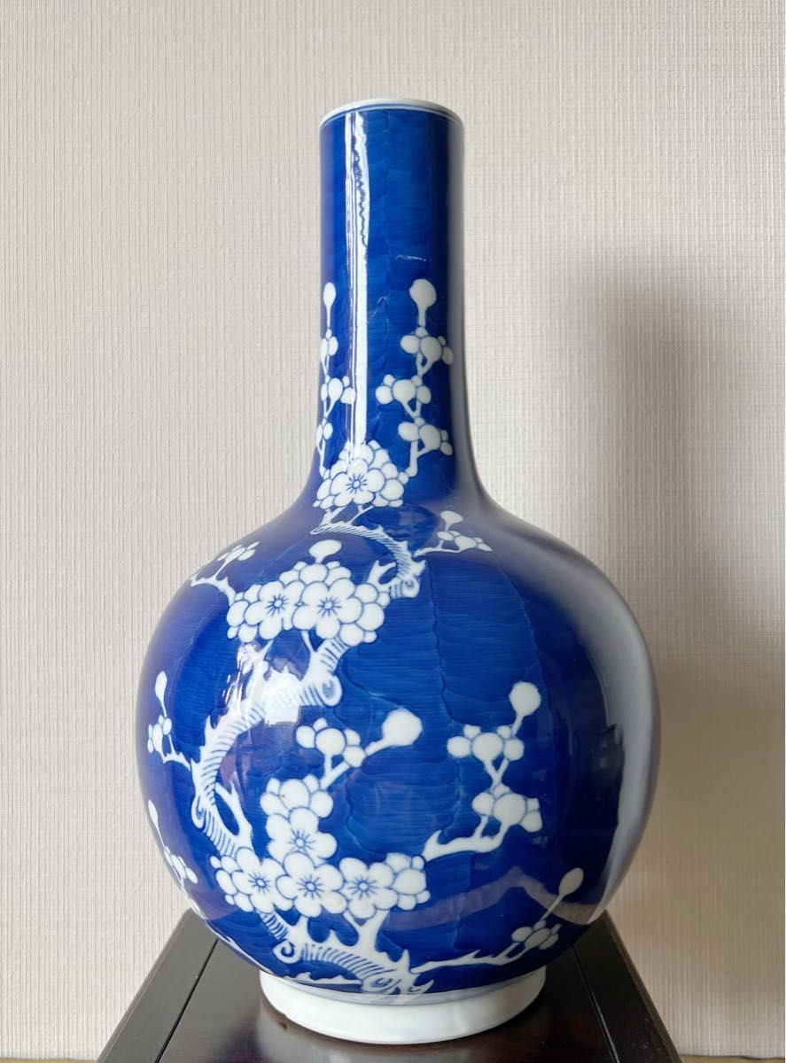 中国美術 花器 花瓶 置物 青華染付 うめ図 中國景徳鎮製|Yahoo 中国美術 花器 花瓶 置物 青華染付 うめ図 中國景徳鎮製|Yahoo