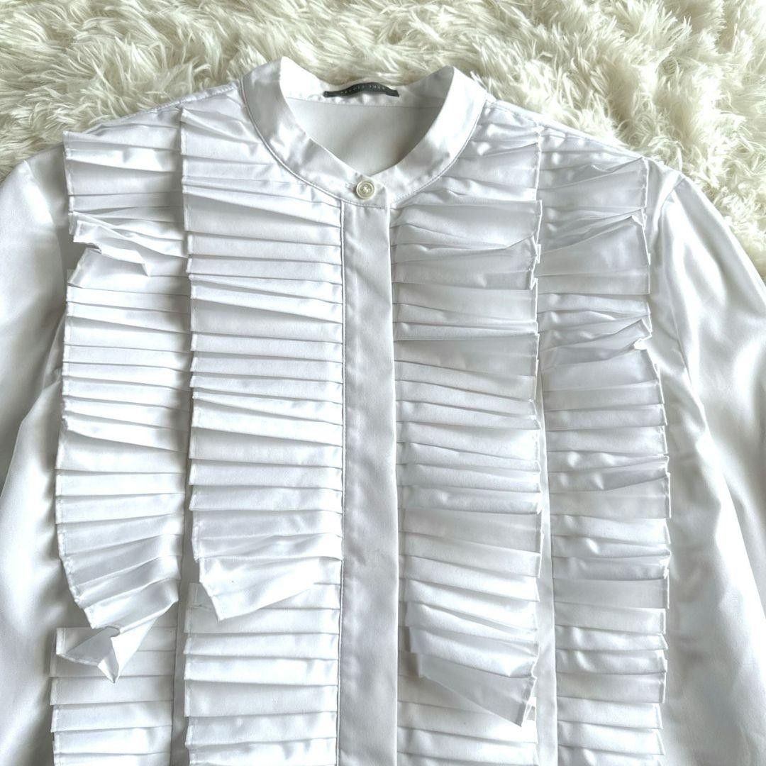 美品】蛯原友里さん着用 セオリーリュクス バンドカラー フリル 美品】蛯原友里さん着用 セオリーリュクス バンドカラー フリル