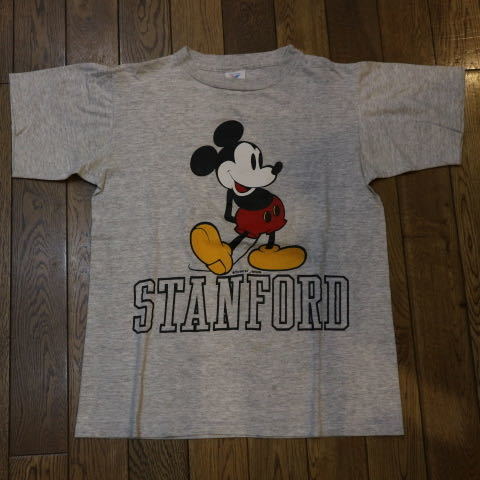 80s USA製 Disney MICKEY Tシャツ S グレー ミッキー ディズニー 半袖 両面 プリント キャラクター_画像1