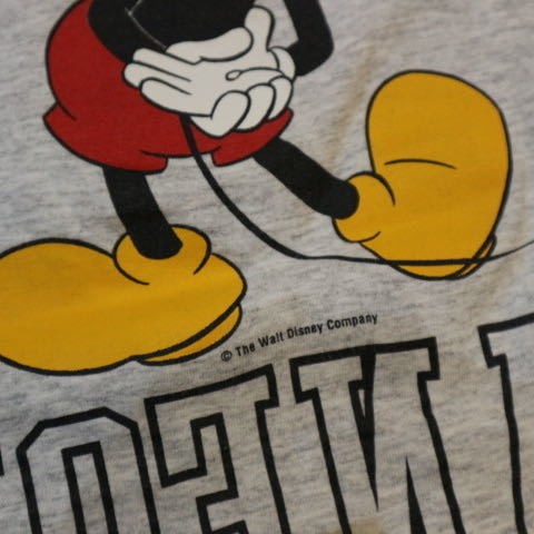 80s USA製 Disney MICKEY Tシャツ S グレー ミッキー ディズニー 半袖 両面 プリント キャラクター_画像5