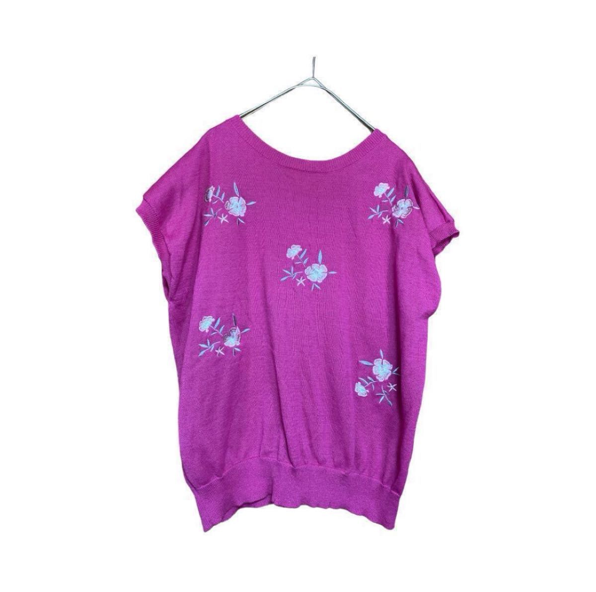 vis ビス】 ニット ベスト (F) Vネック 花柄 総柄 刺繍 ピンク vis ビス】 ニット ベスト (F) Vネック 花柄 総柄 刺繍 ピンク